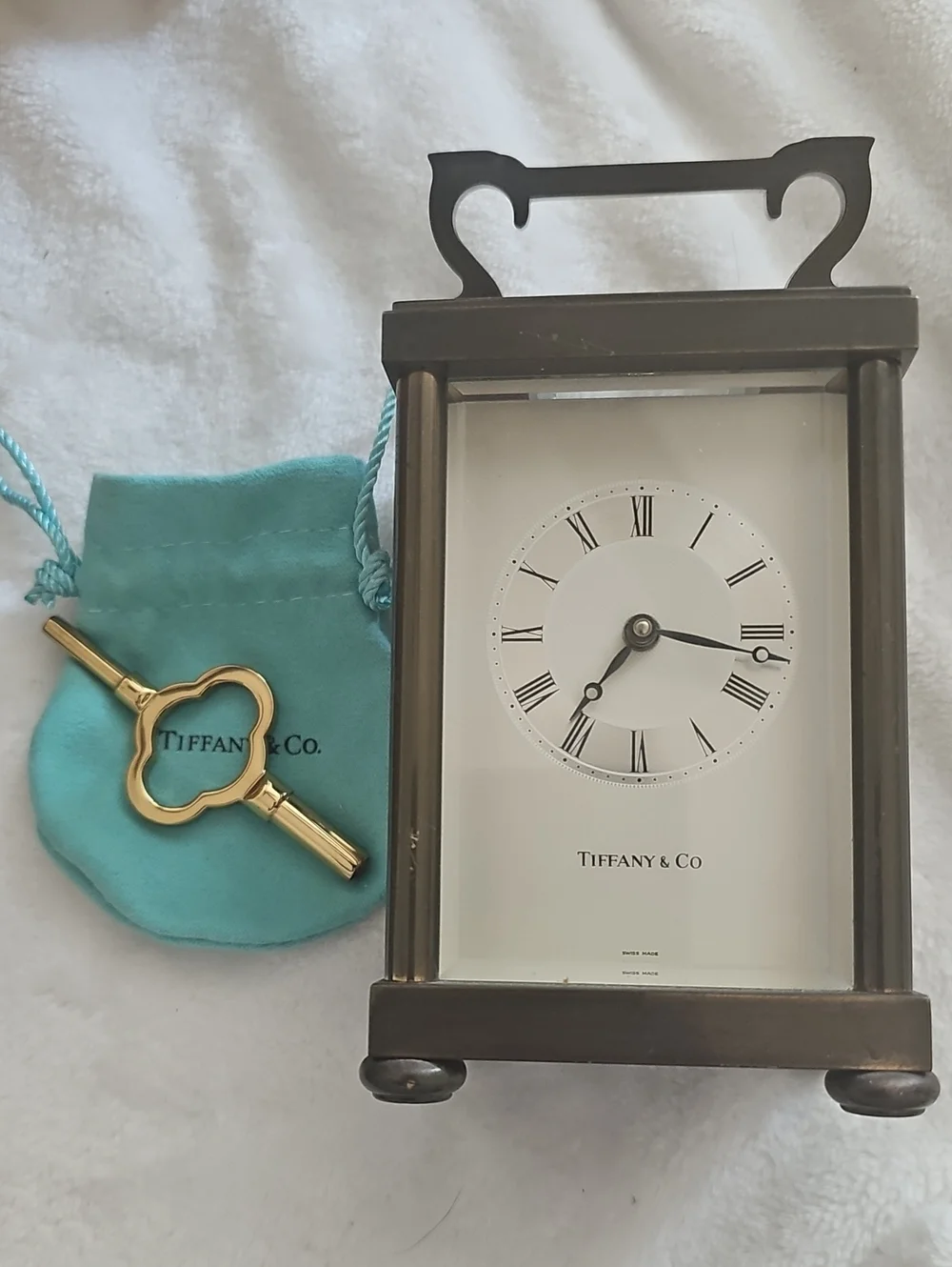 Vintage Tiffany & Co. Carriage Clock with Key